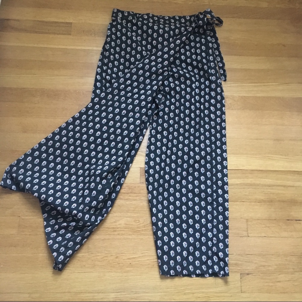 Garnet Hill Apron-Wrap Pants Block Print